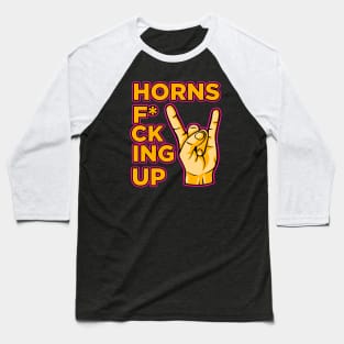 Horns f*cking up hand rock and roll vintage art Baseball T-Shirt